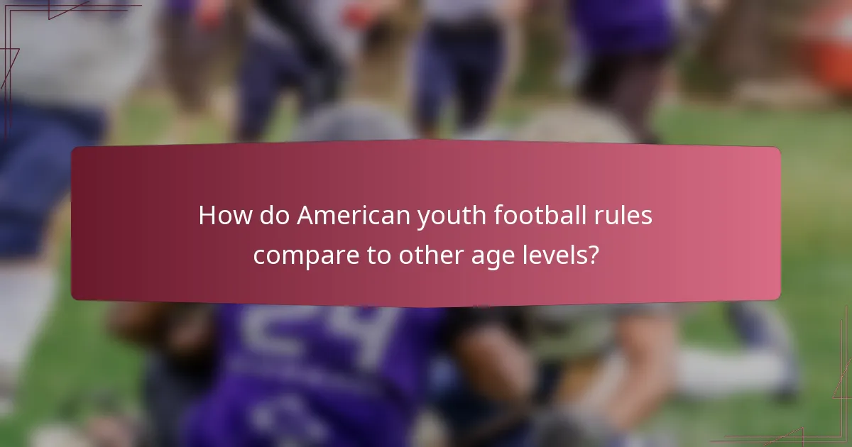 How do American youth football rules compare to other age levels?